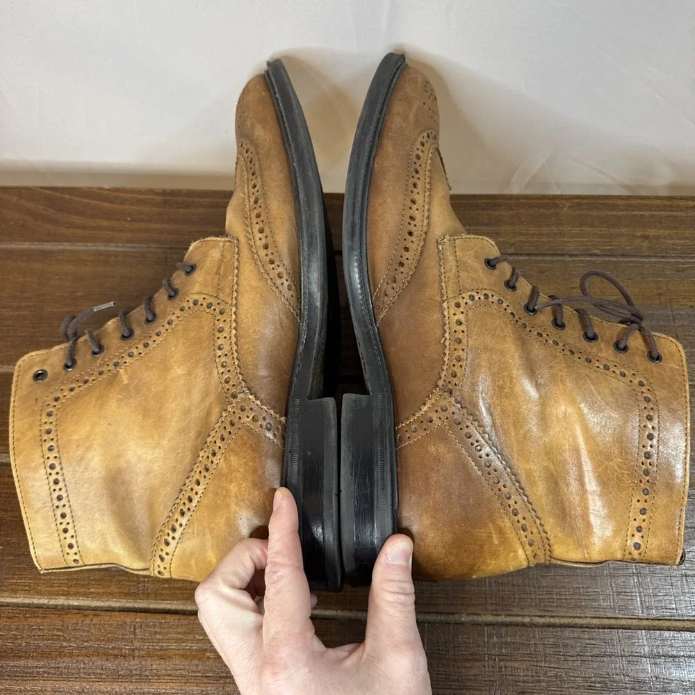 Stafford Wingtip Brown Leather Ankle Dress Boots (014-1218) Men's 9M‎ Preppy